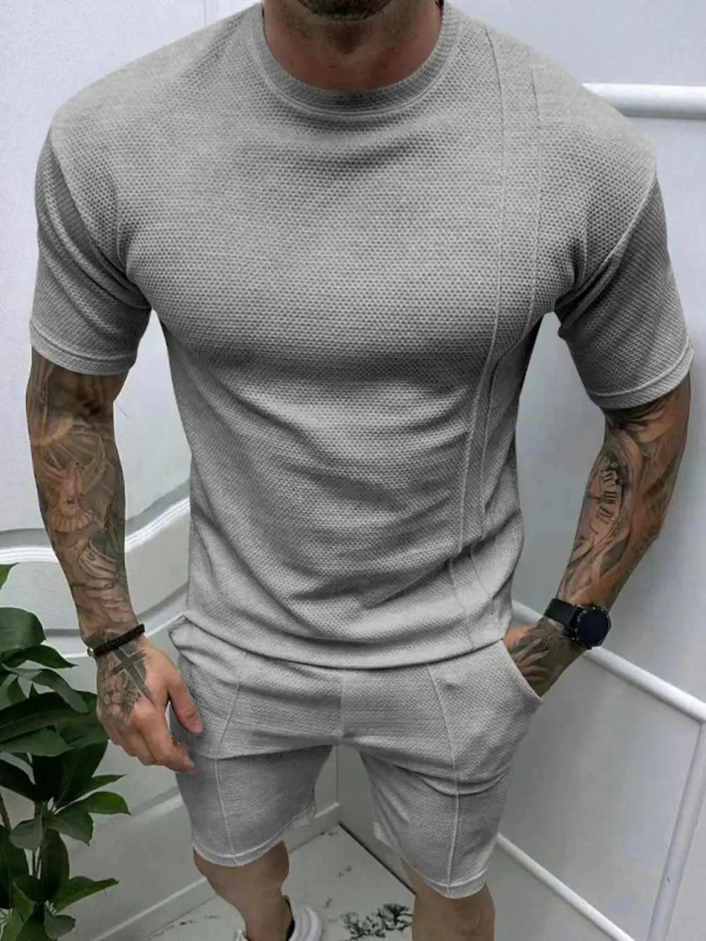 Round Neck Tee and Shorts Set