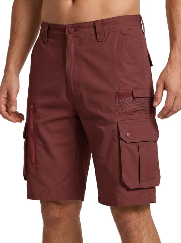 Men's Khaki Multi-Pocket Tactical Cargo Shorts