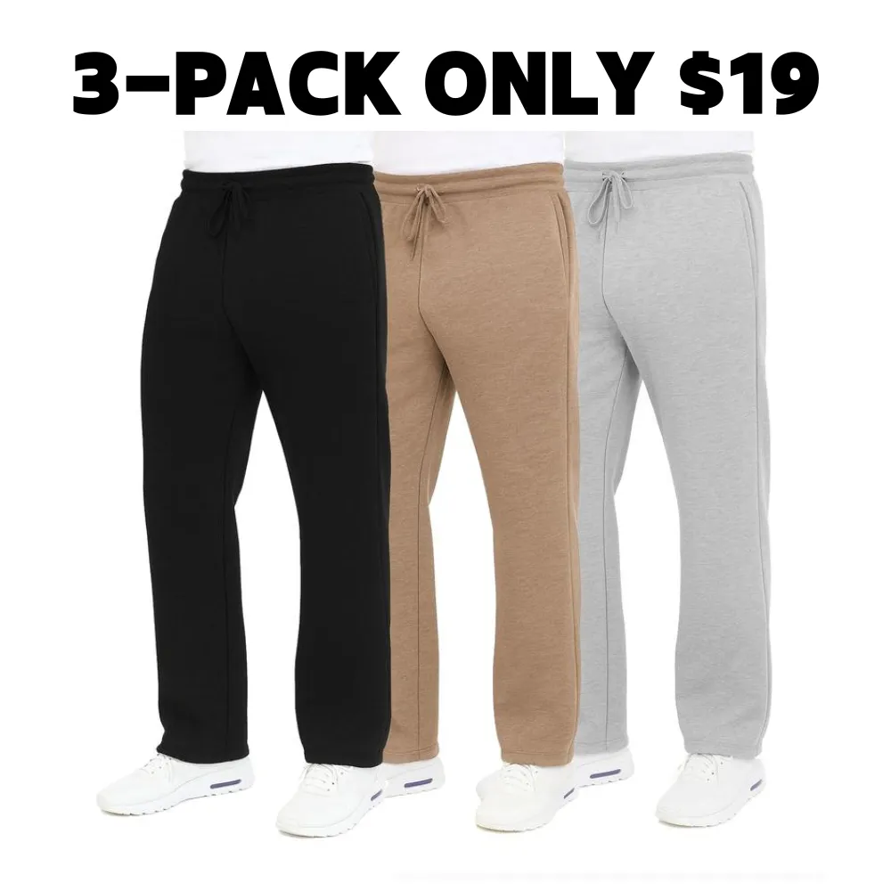 Men's Classic Heavyweight Fleece Sweatpants with Open Bottom