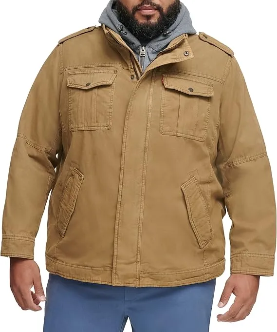 🧥 Men’s Washed Cotton Hooded Military Jacket ( Big Sizes)Classic Utility. Timeless Comfort. Built for Every Man.