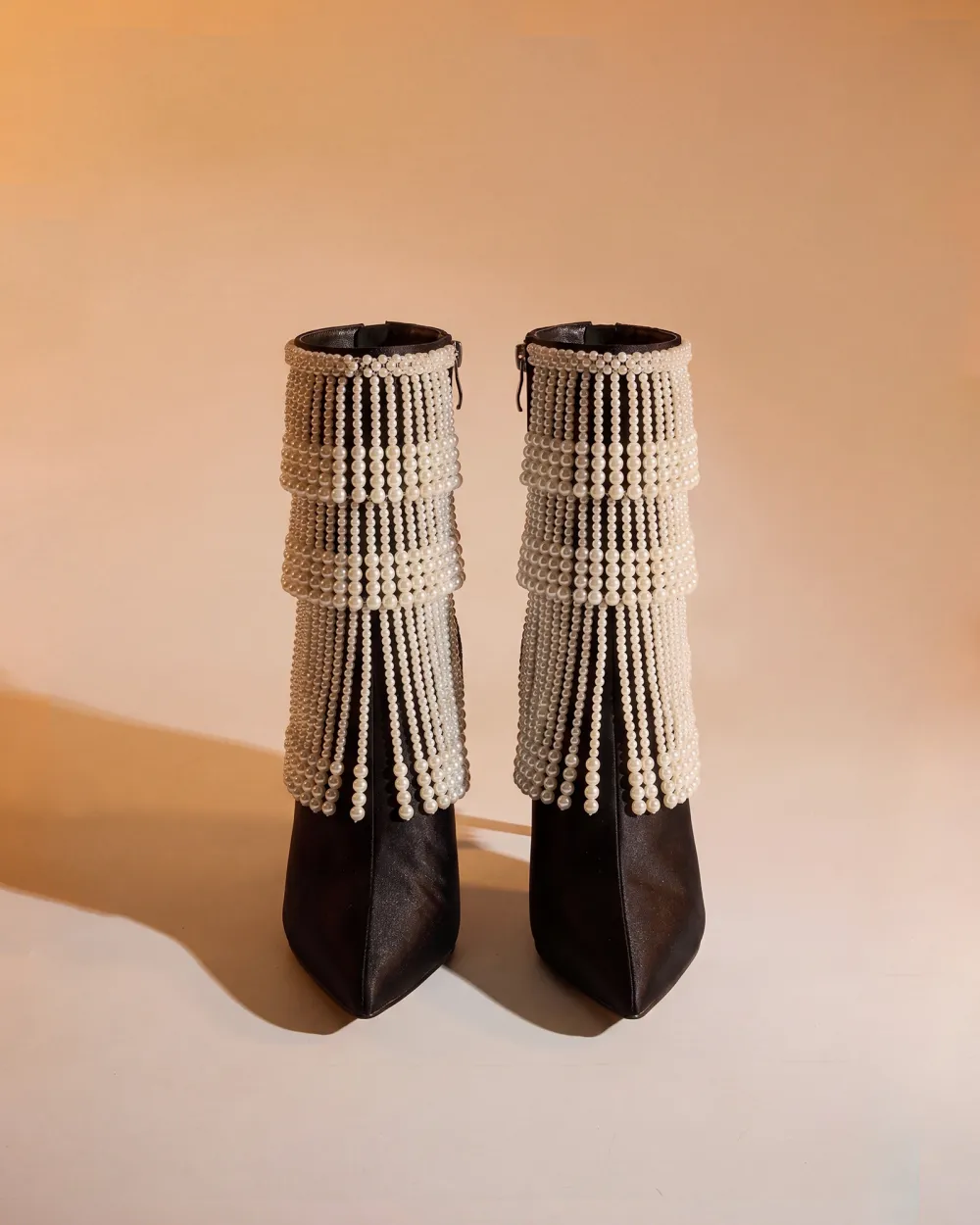 Pearl Fringe Ankle Boots
