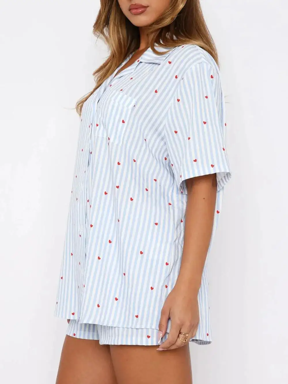 Striped Heart Comfortable Everyday Pajama Set