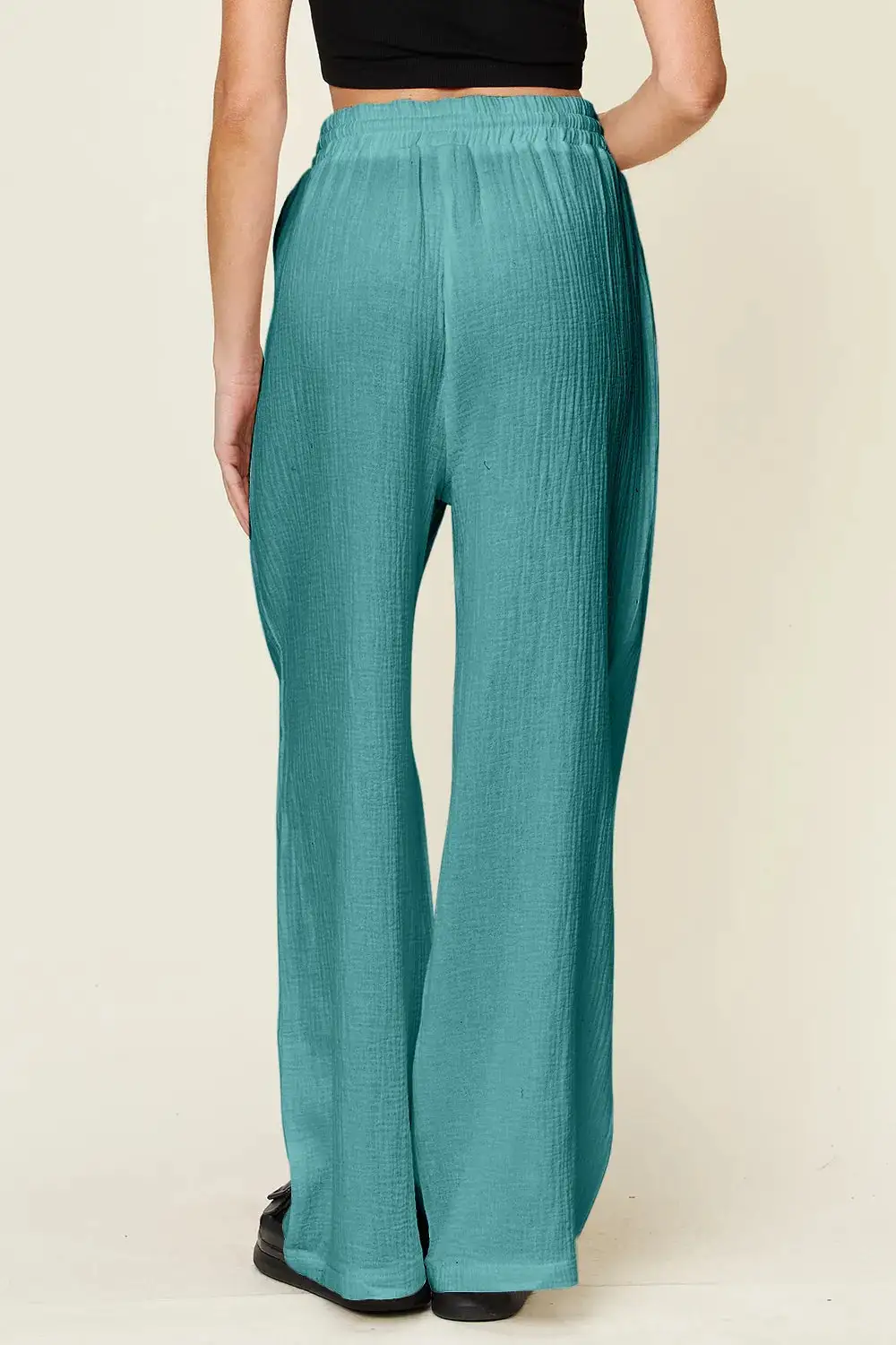 Tailored Wide Leg Drawstring Pants