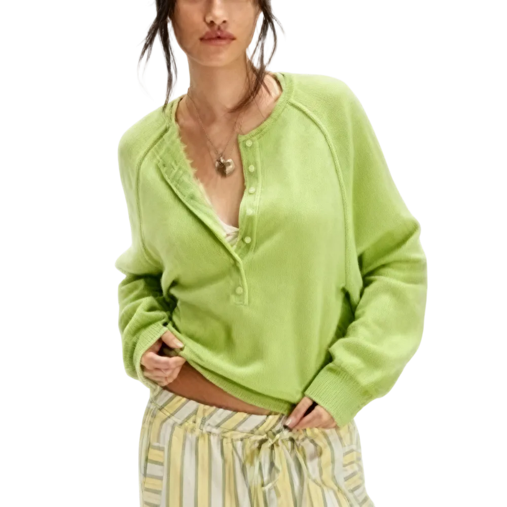 Women's Henley Neck Half-Button Knitting Sweater