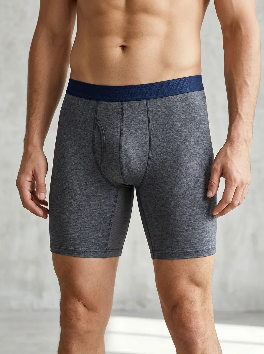 Men's Athletic Performance Heather Gray Printed Boxer Briefs