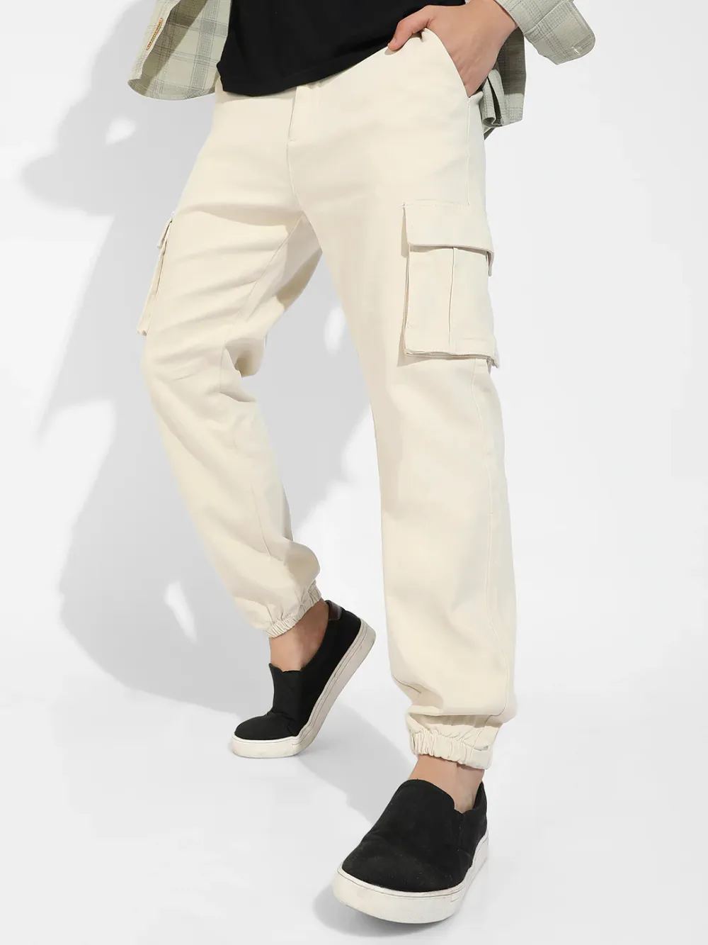 Yellow Mid Rise Cargo Trousers