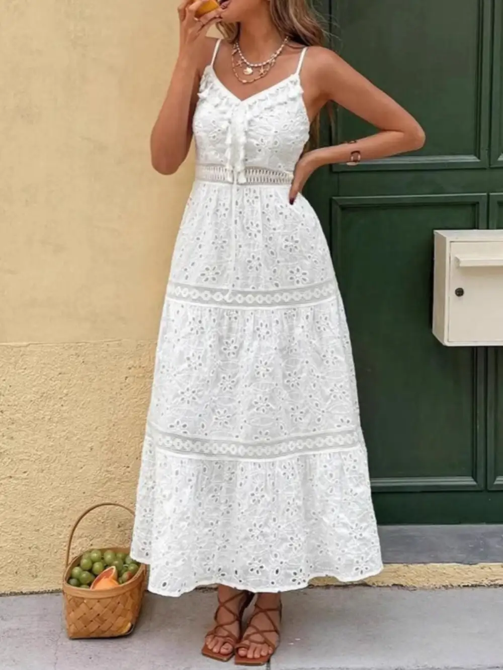 Embroidered Eyelet Dress Casual
