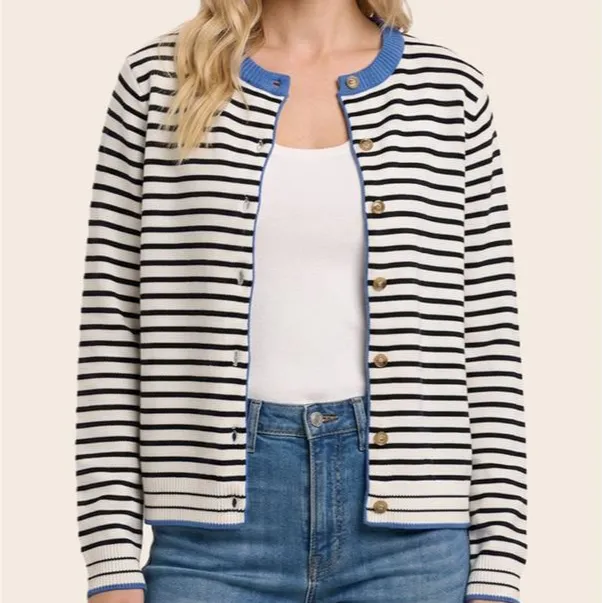 Color Accent Striped Cardigan