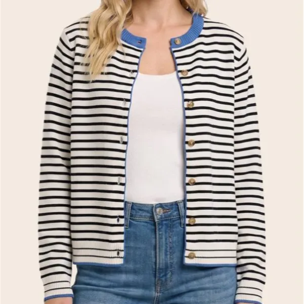 Color Accent Striped Cardigan