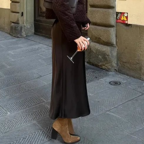 Satin Silk A-Line Skirt