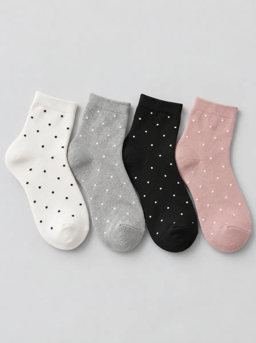 Women's Multicolor Polka Dot Ankle Socks 4-Pack