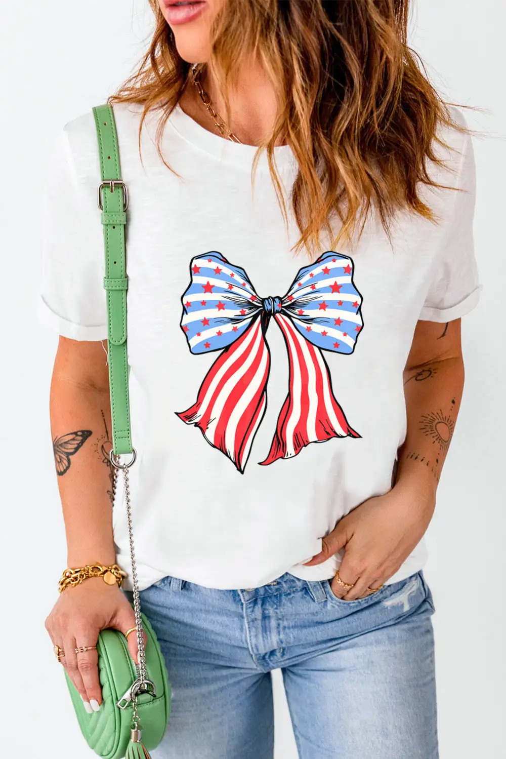 White Stripes And Stars Bowknot