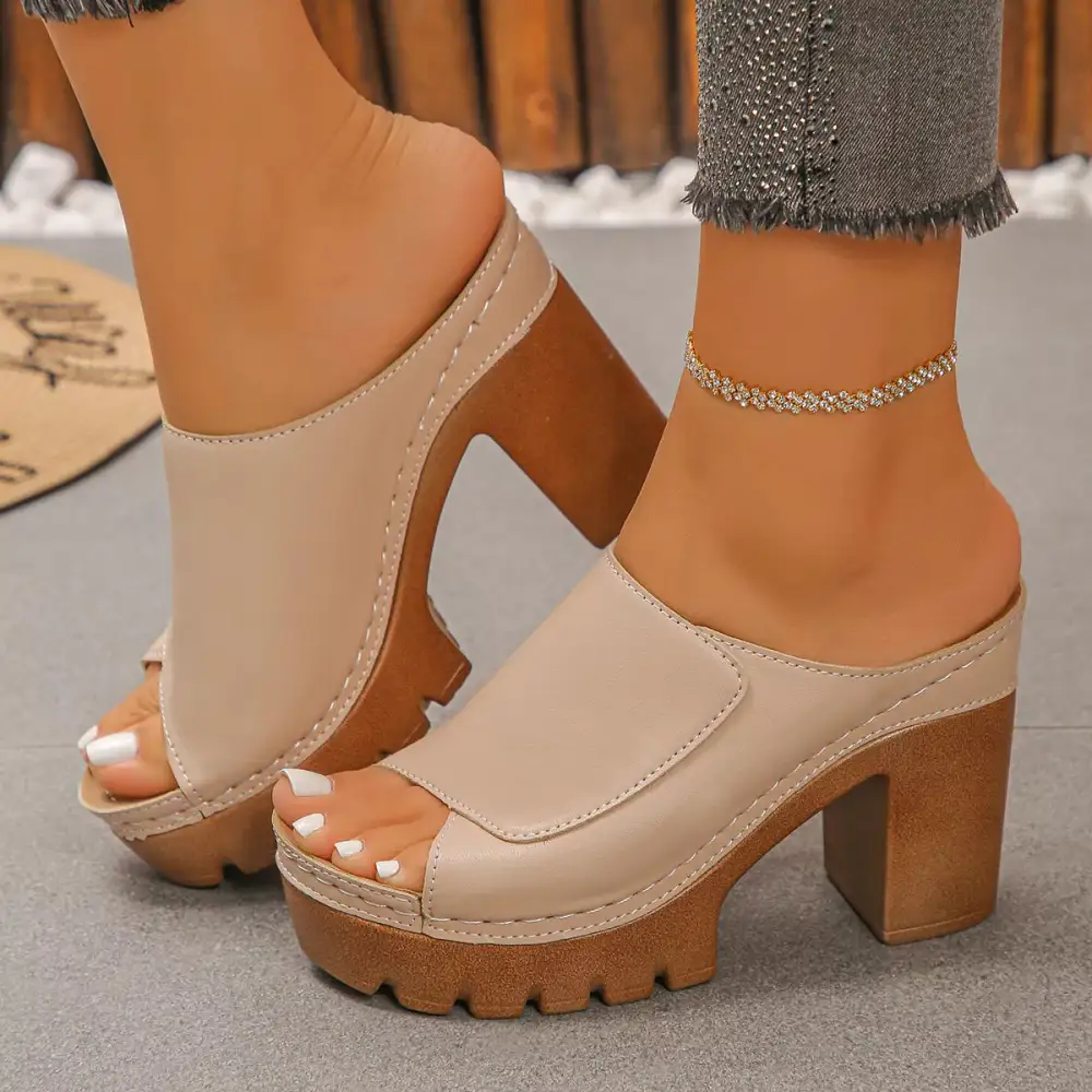 Chic Open Toe Block Heel Sandals