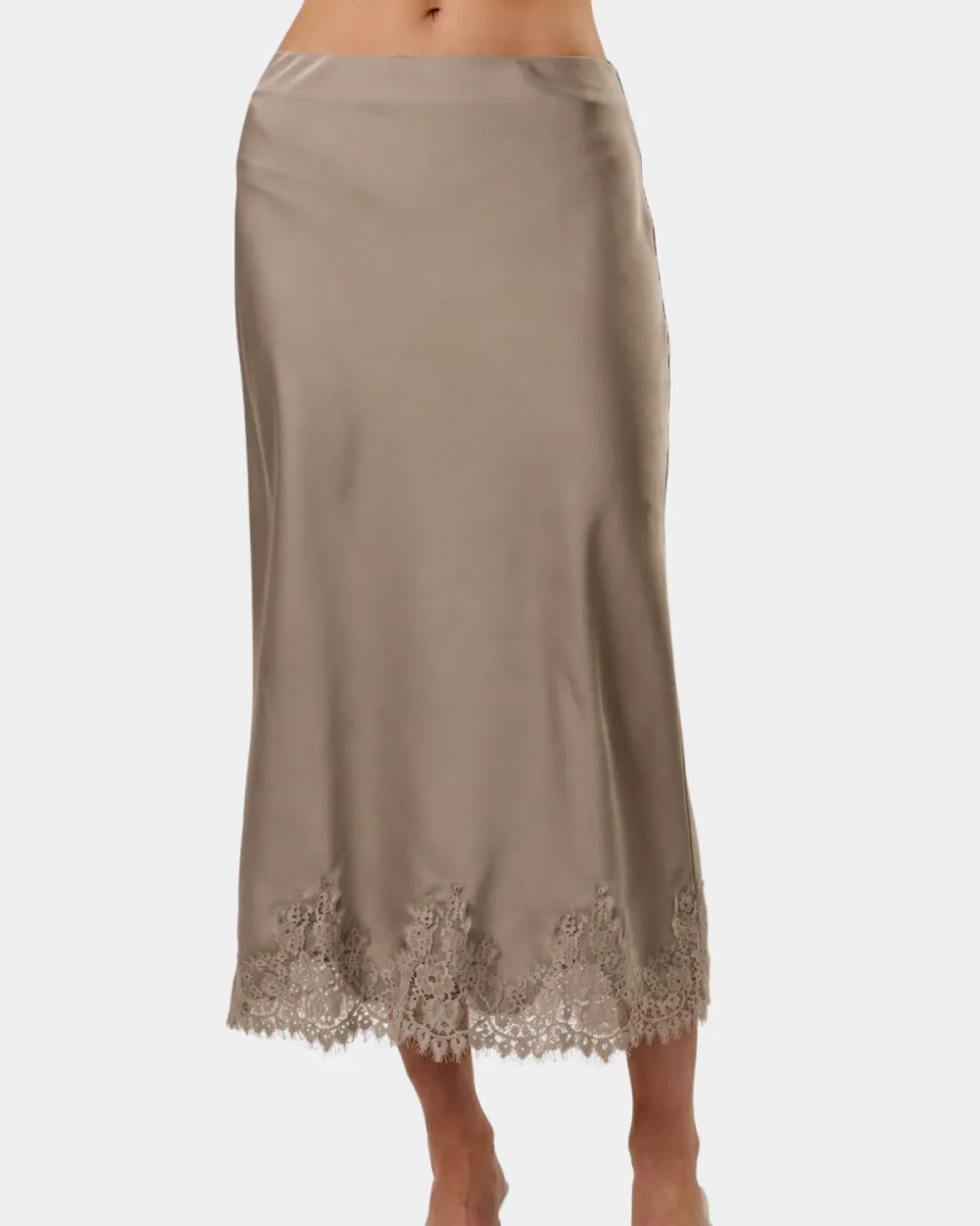 Lace Hem Silk Skirt