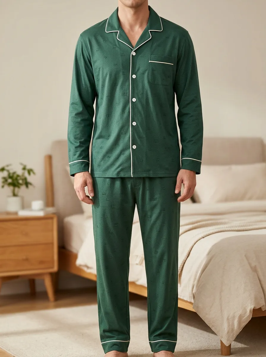 Classic Geometric Men's Pajama Set