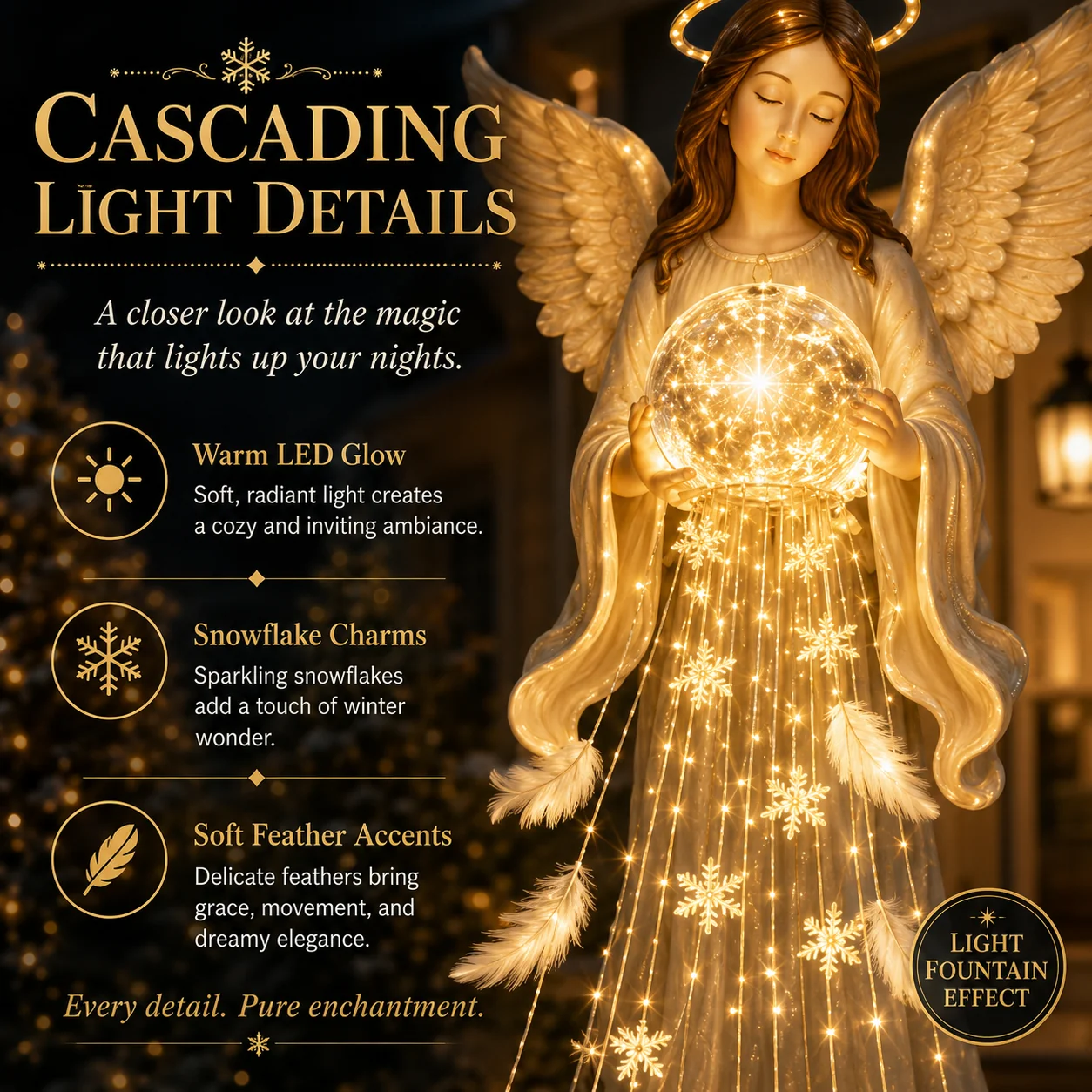 Solar angel garden light detail 3