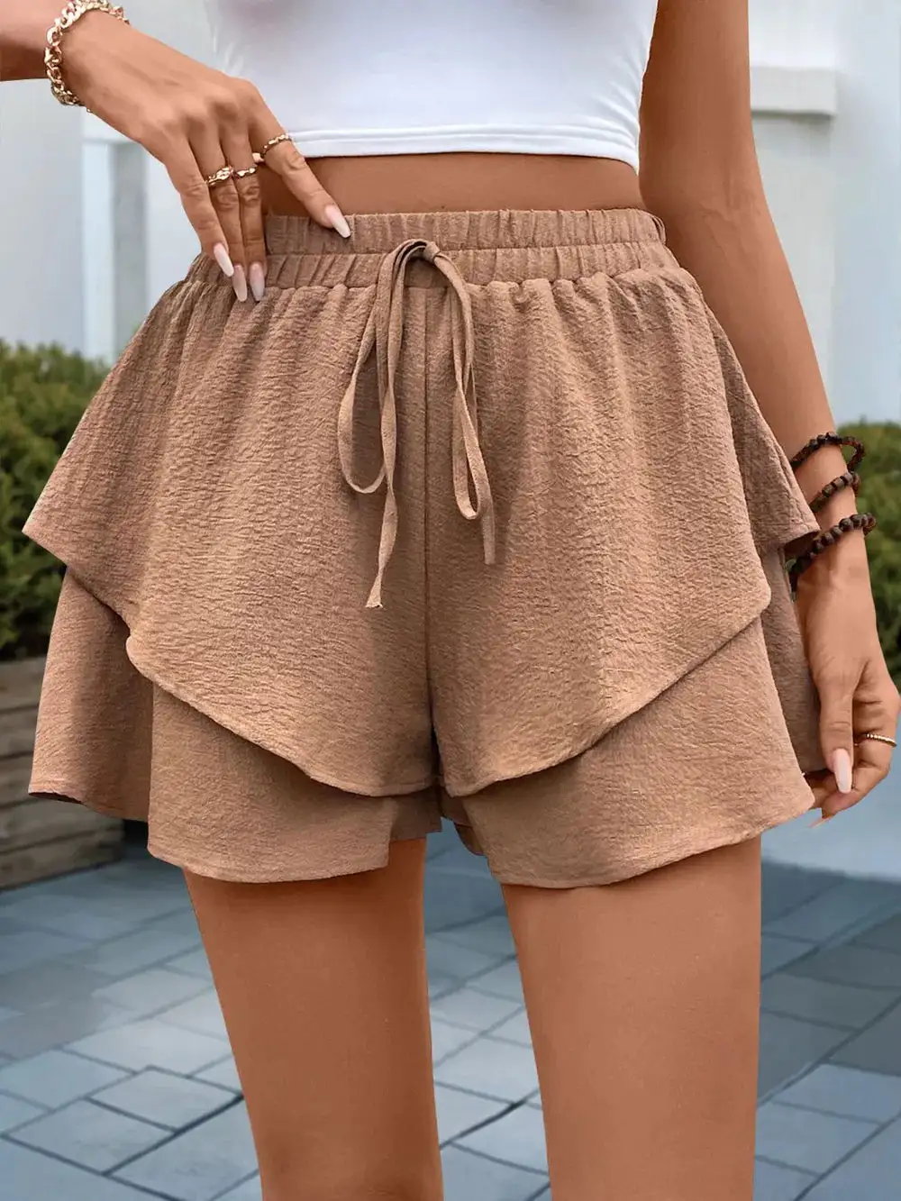 Tied Layered Shorts