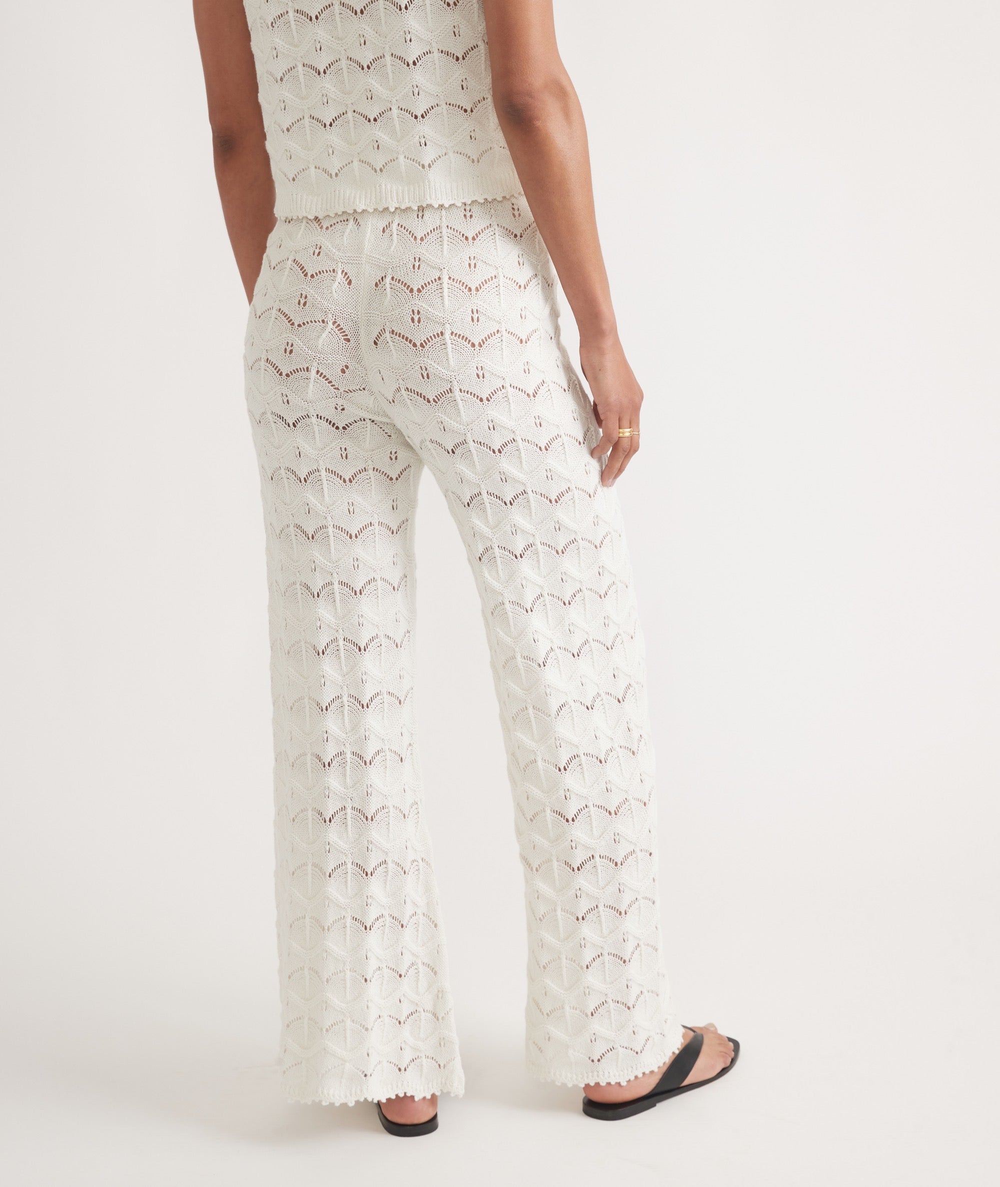 Knit Patterned Wide-Leg Pants