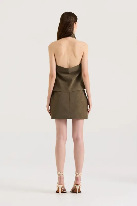Stone Textured Low-Rise Mini Skirt