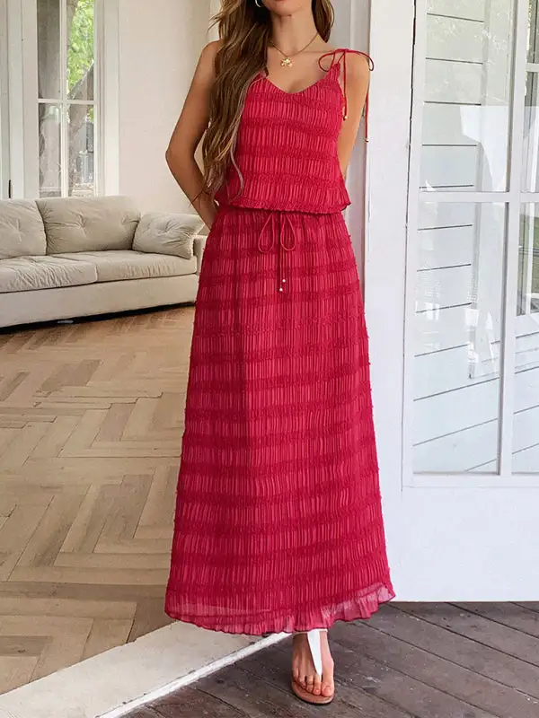 Tie Front Cropped Coordinated Set