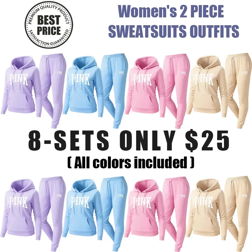 🔥Last Day 89% OFF🔥Women's Pink Heart Print Tracksuit