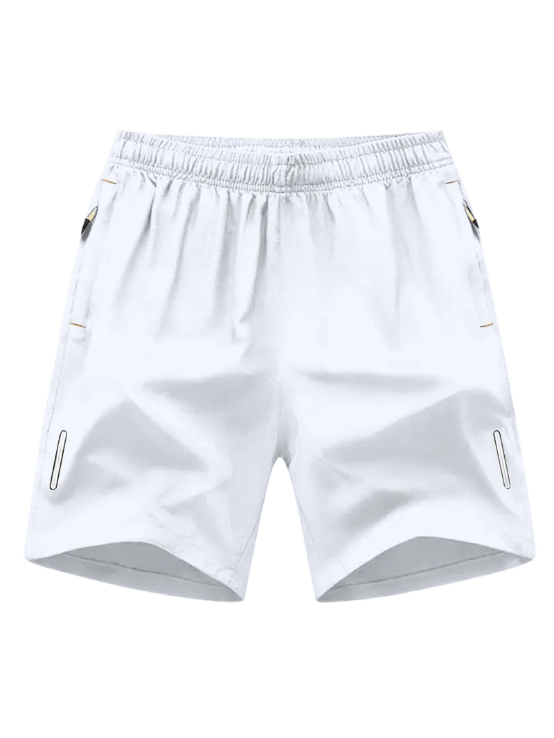 Men's Solid Color Zipper Pocket Shorts