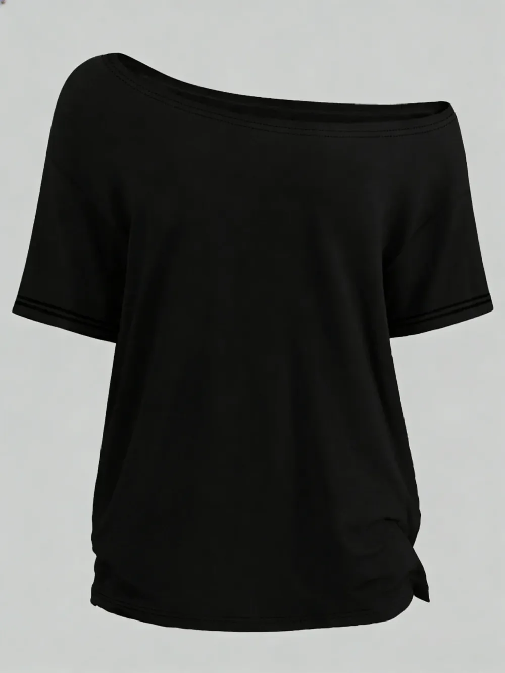 🔥 Women's Off-Shoulder Solid Color Tee | Casual Basic Short Sleeve T-Shirt