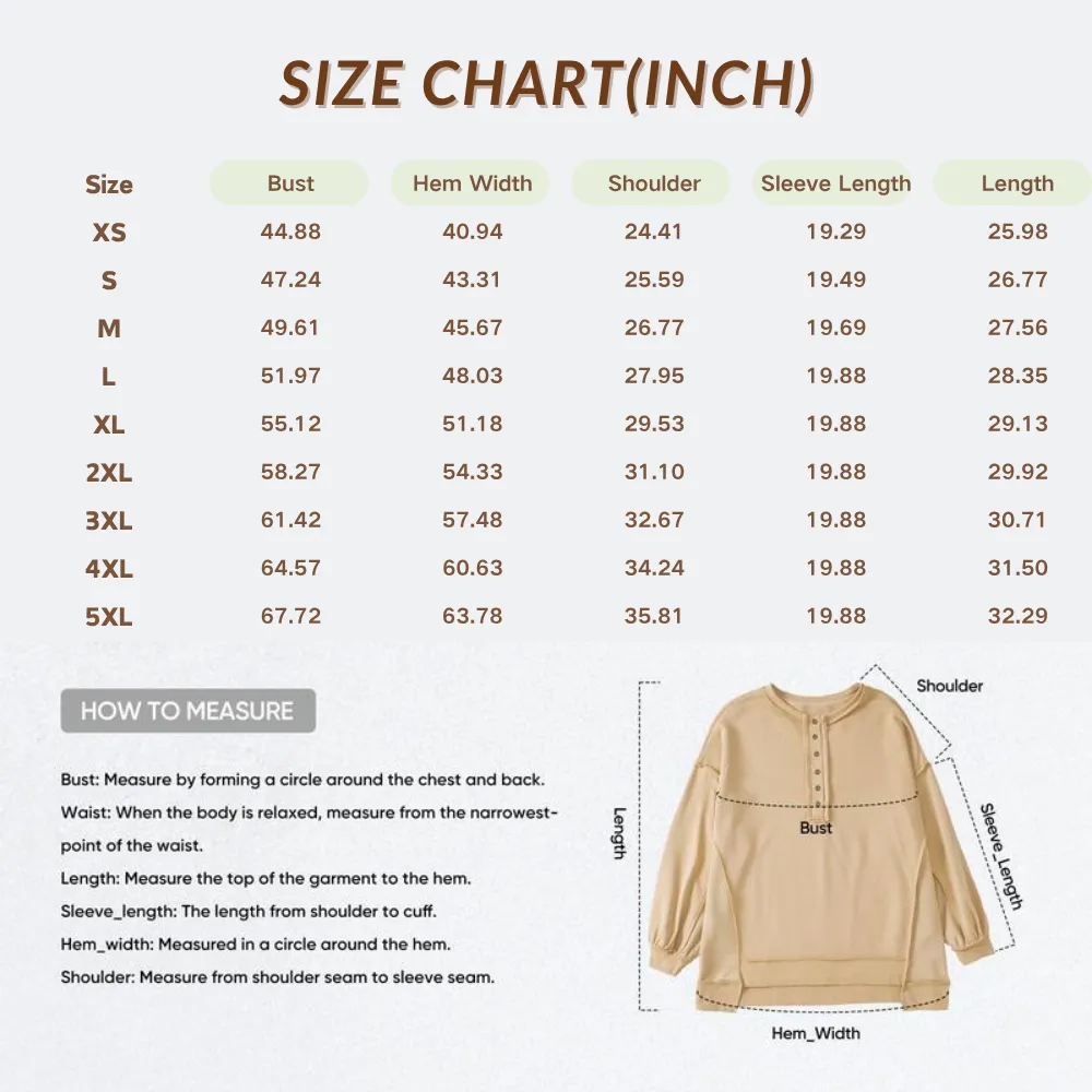 Women's Oversized Button Henley Sweatshirts