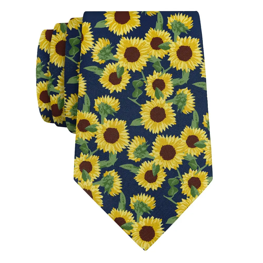 Refined Sunflower Floral Motif Necktie