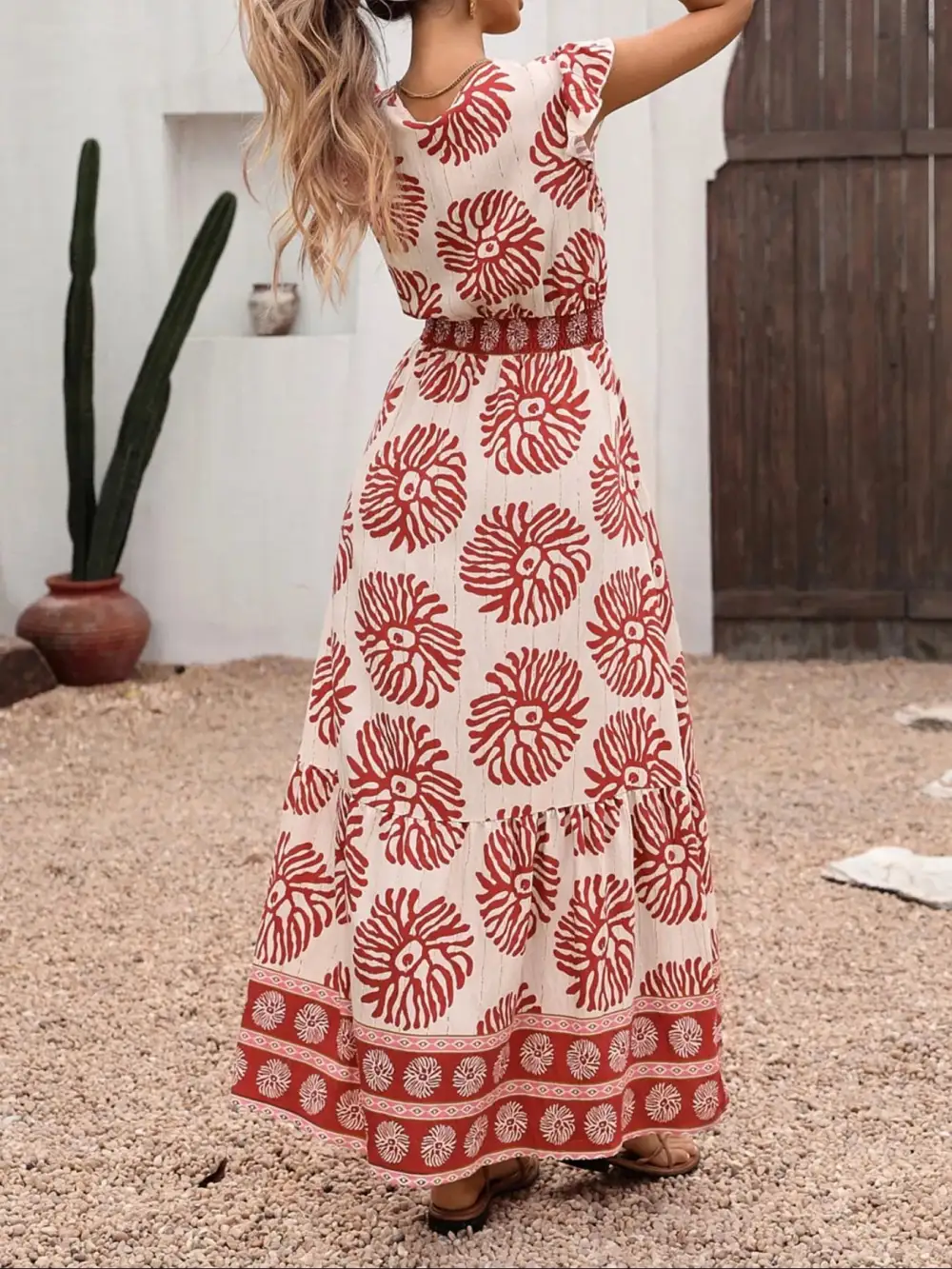 Soft Touch Printed V Neck Dress