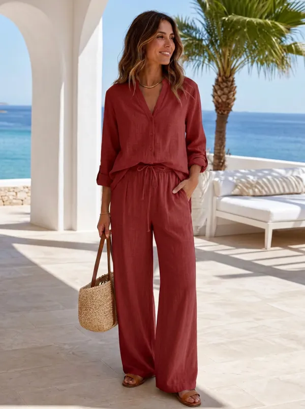 Everyday Cotton-Linen Long-Sleeve Lounge Set