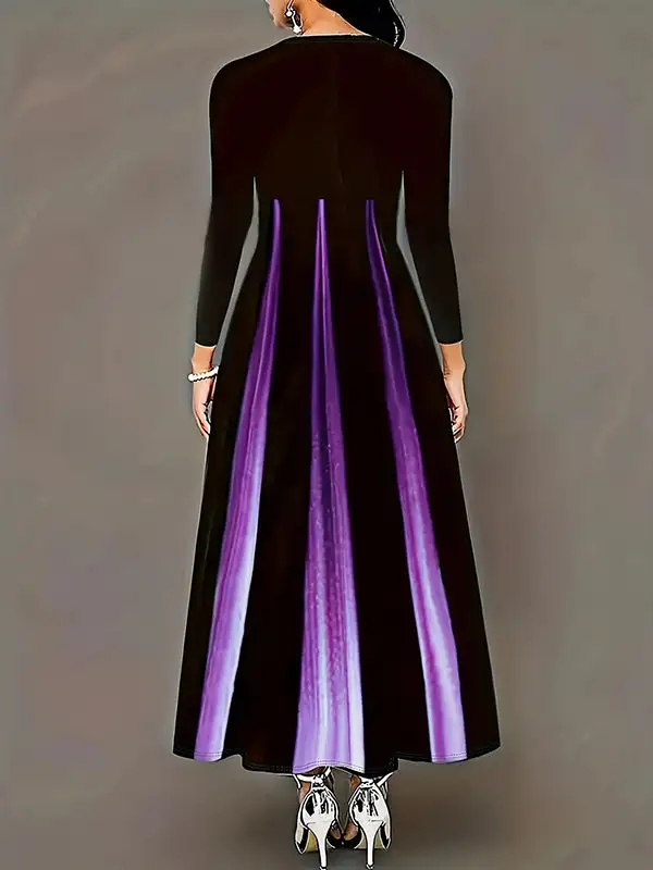Gradient Printed Neck Maxi Dress