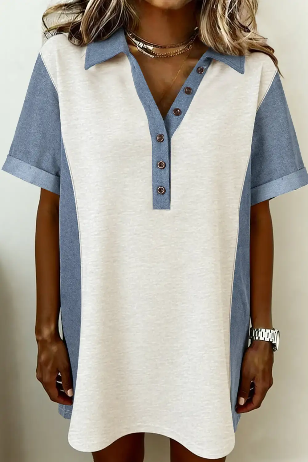 Patchwork Denim Dress Casual