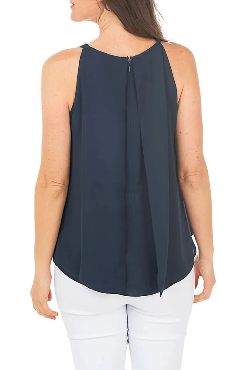 Draped Overlay Sleeveless Blouse