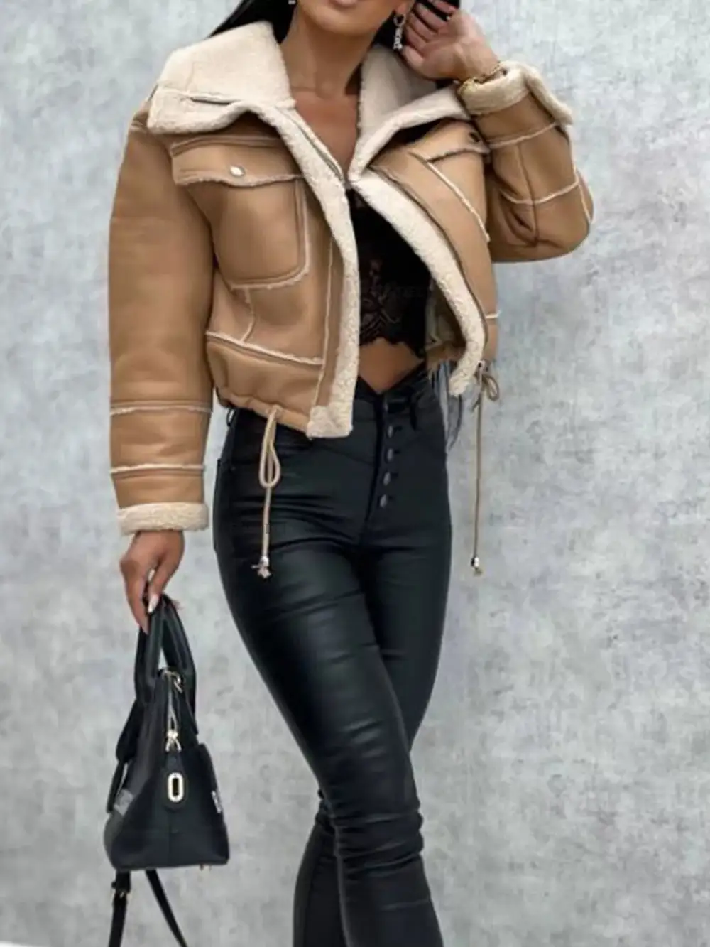 Sherpa Trim Cropped Jacket