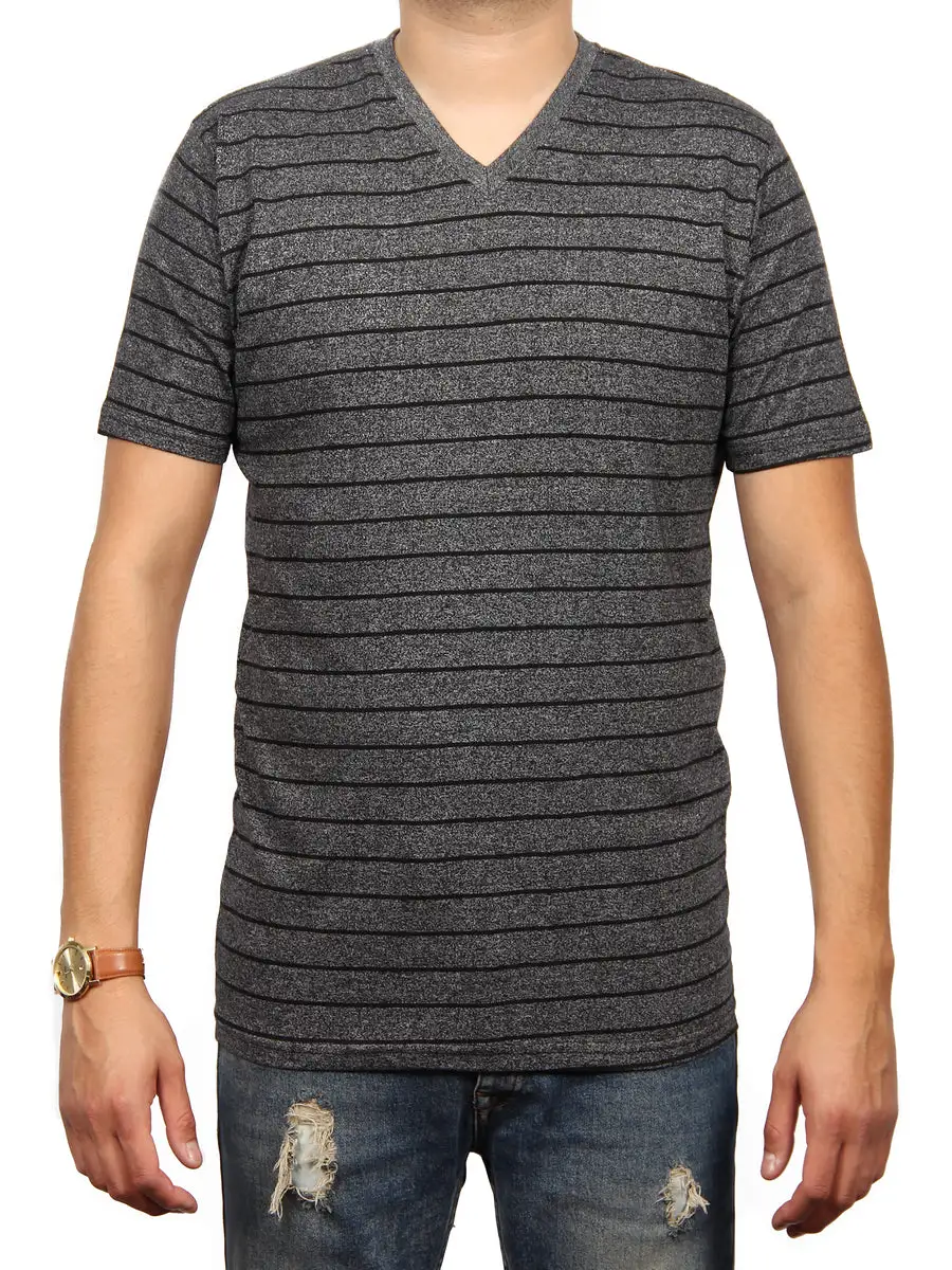 Striped Textured Jersey Men's Button Down T-Shirt