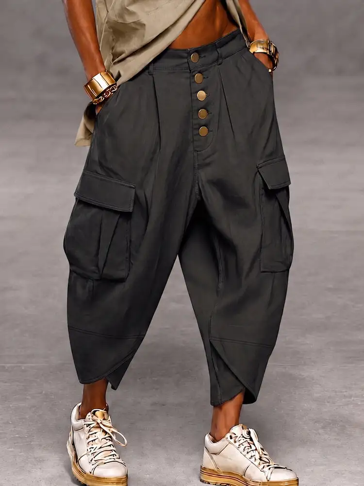 Casual Drop Crotch Cargo Harem Pants