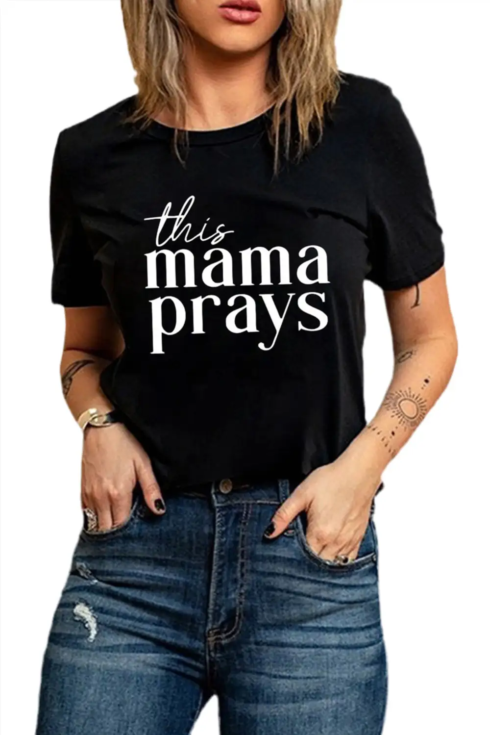 Black This Mama Prays Letters