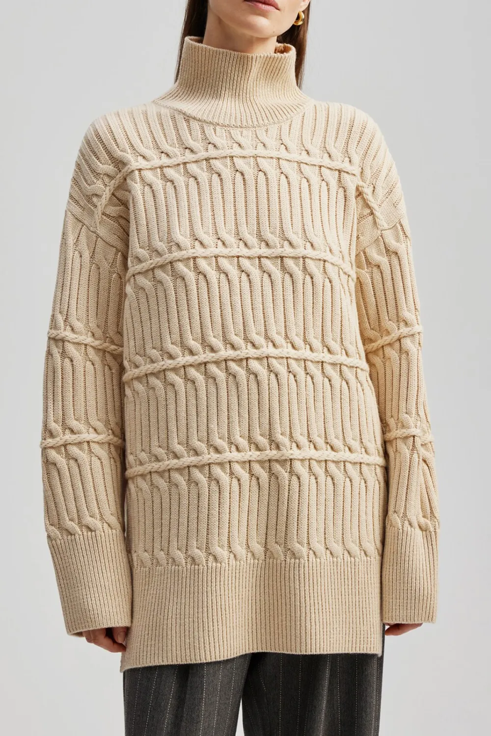 Cable Knit Turtleneck Sweater