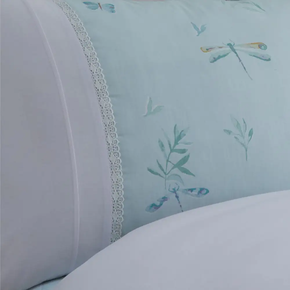 Modern Bedroom Ruffled Botanical Cotton Duvet Cover Set