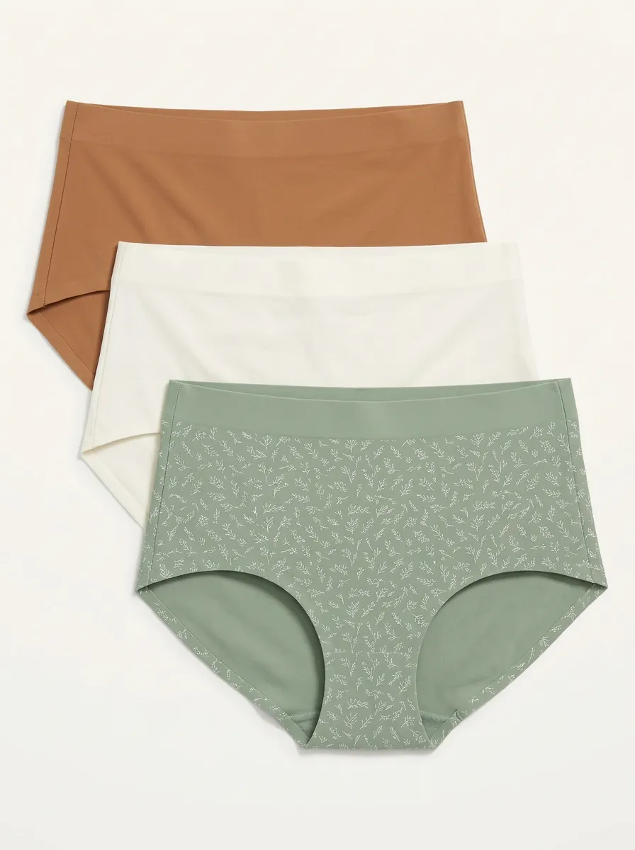 Seamless-Look Botanical Leaf-Pattern Panty Set