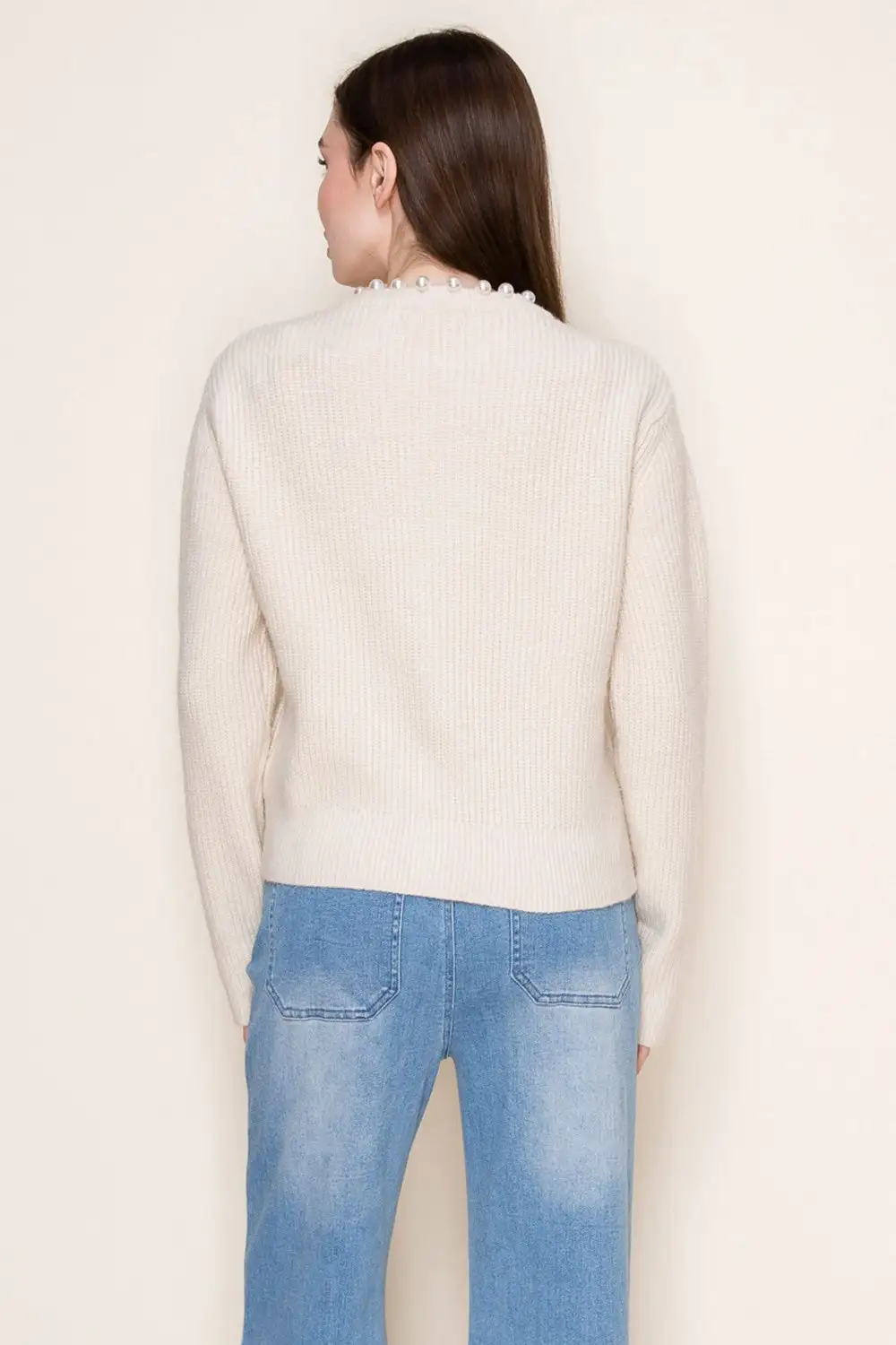Button Front Pearl Detail Cardigan