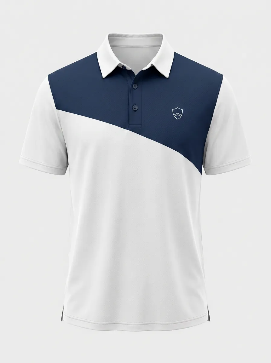 Men's Golf Sportswear Colorblock Shield Logo Printed Polo Shirt
