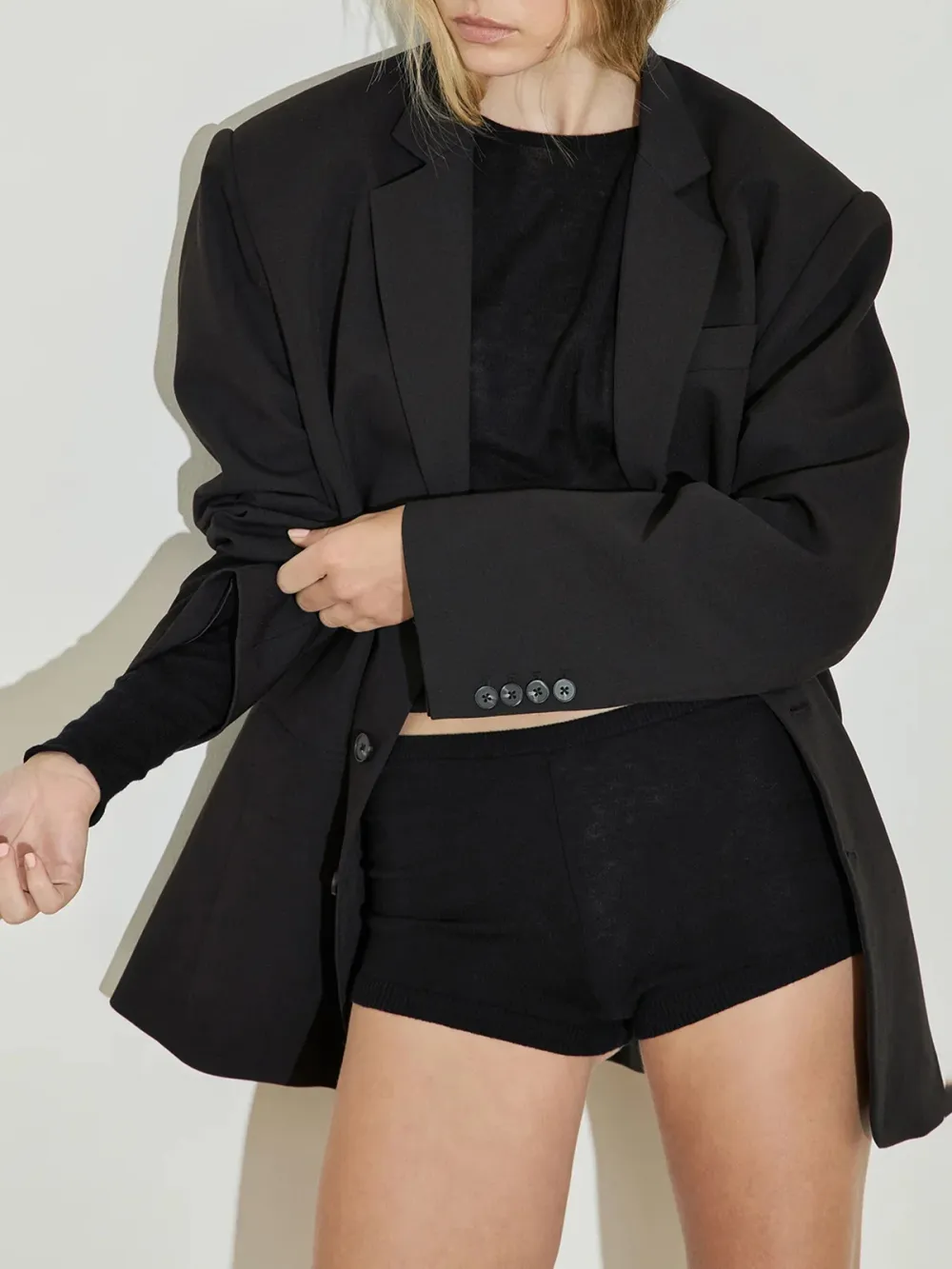 Casual Style Knit Long Sleeve Black