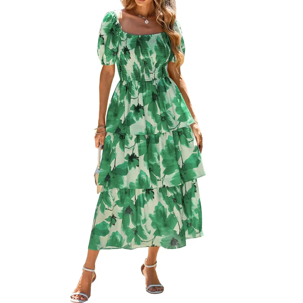 Women's Square Neck Smocked Dress