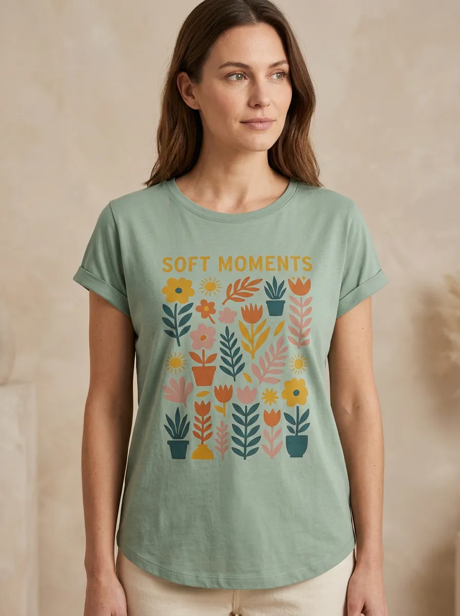 Women's Soft Moments Botanical Floral Print T-Shirt