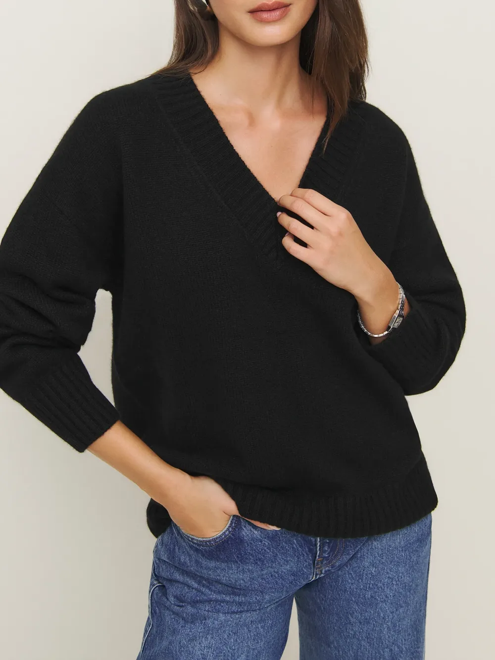 Classic V Neck Knit Sweater