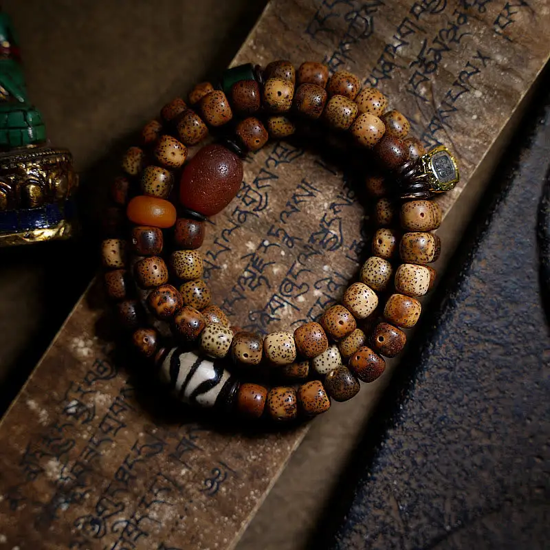 Bodhi Seed Amber Dzi Bead Agate Beads Bracelet