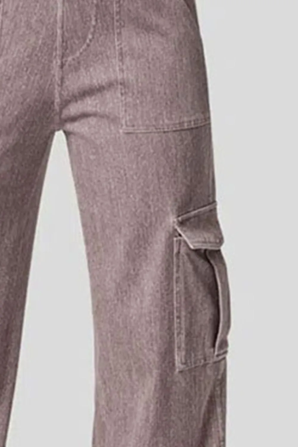 High Waist Straight Leg Cargo Denim Jeans