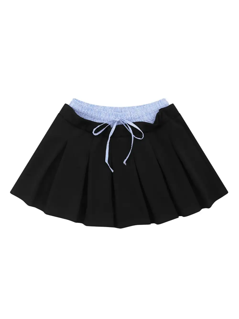 Textured Pleated Drawstring Skirt